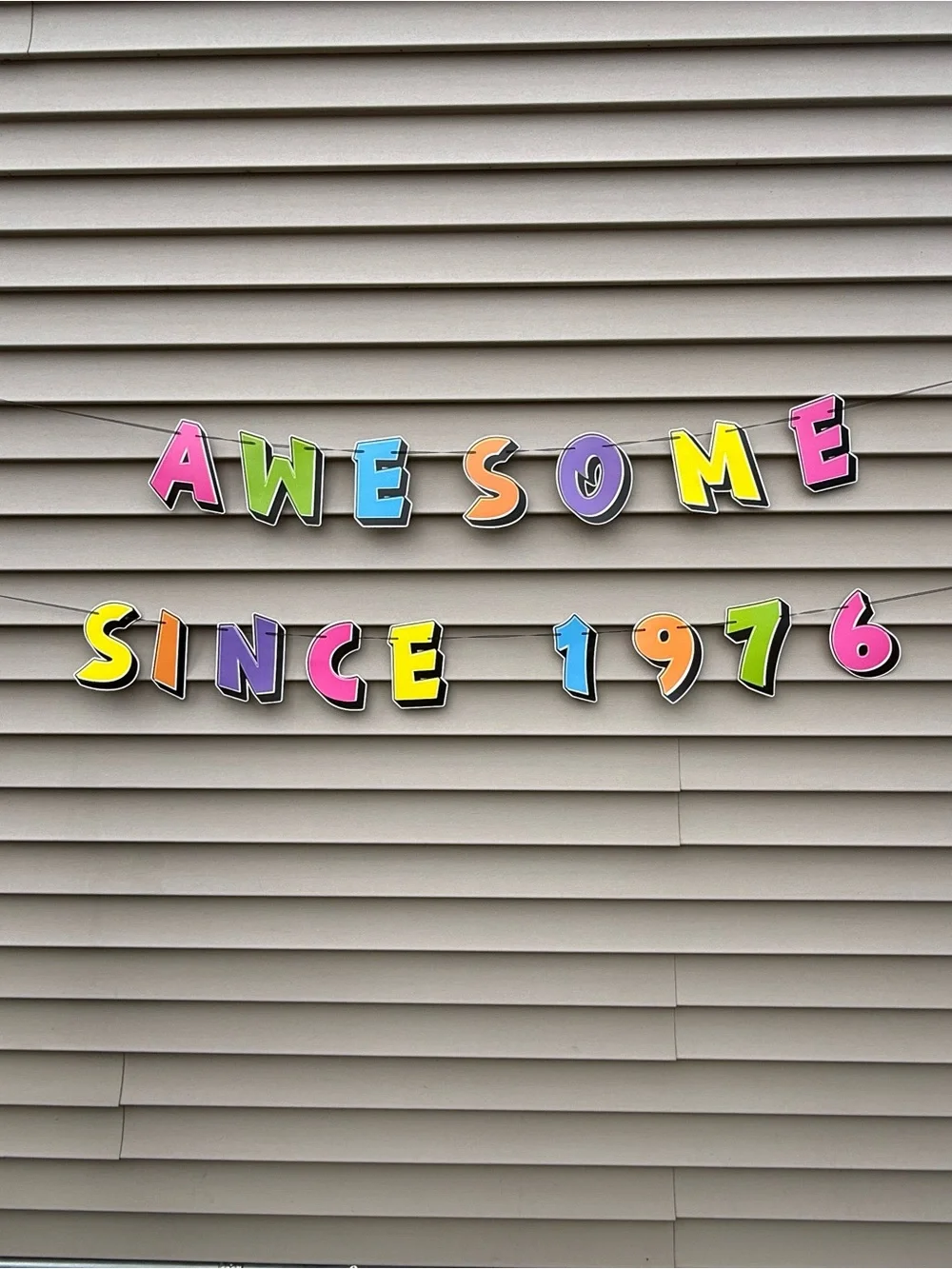 Graffiti 'Happy Birthday' 1976 decorations.